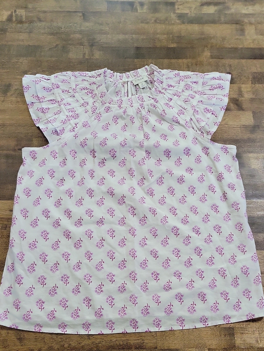 J. Crew White Tank Top with Purple Floral Print Size Small